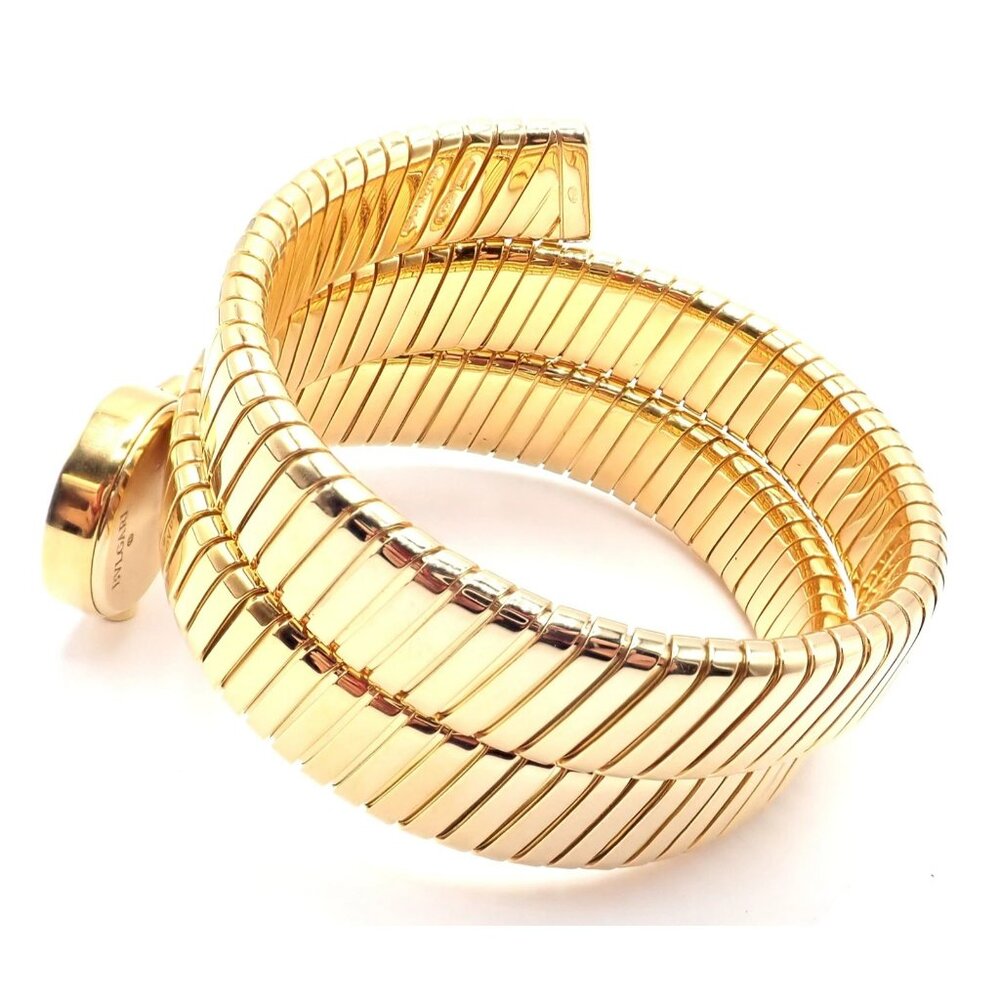 Authentic! Bulgari 18k Yellow Gold Tubogas Serpent Snake Bracelet Watch - Picture 3 of 12